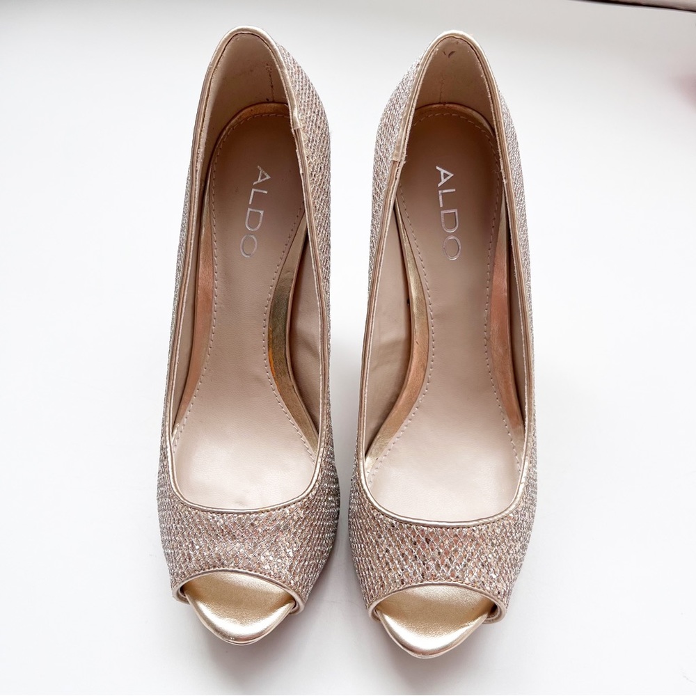 Aldo Gold peep toe high heels